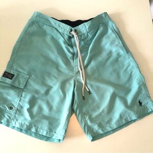 Polo Ralph Lauren Kailua Swim Shorts Men Medium Aqua Blue Mesh Lined Trunks